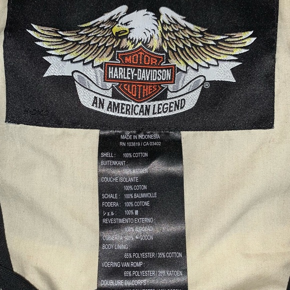 Harley Davidson size L black soft shell riding jacket black skull & wings logo - Picture 16 of 16